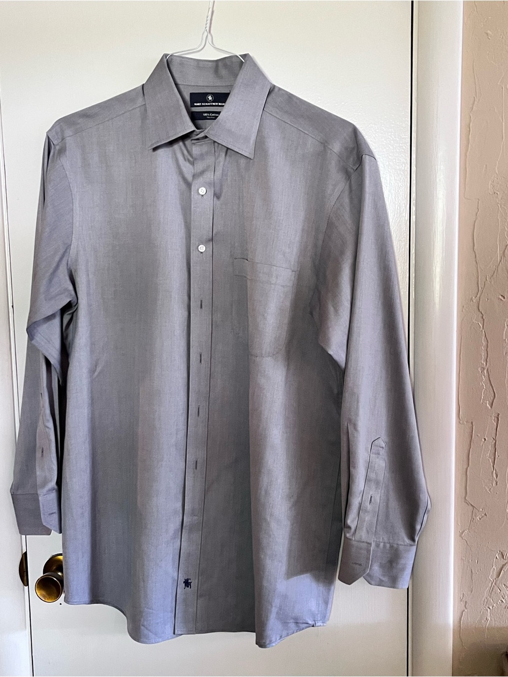 Hart Schaffner Marx Silver-Gray Long-Sleeve Dress Shirt